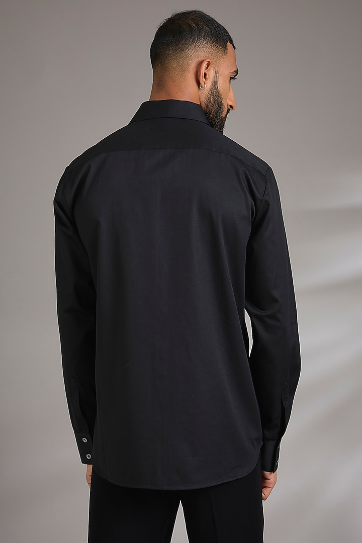 Black Poplin Wedding Shirt by Rohit Bal Men at Pernia's Pop Up Shop