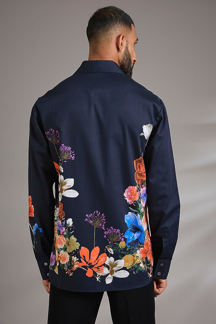 Black Poplin Party Wear Shirt by Rohit Bal Men at Pernia's Pop Up Shop
