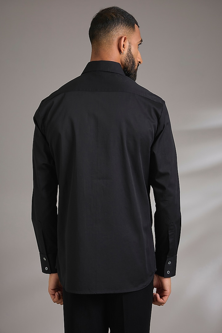 Black Poplin Wedding Shirt by Rohit Bal Men at Pernia's Pop Up Shop