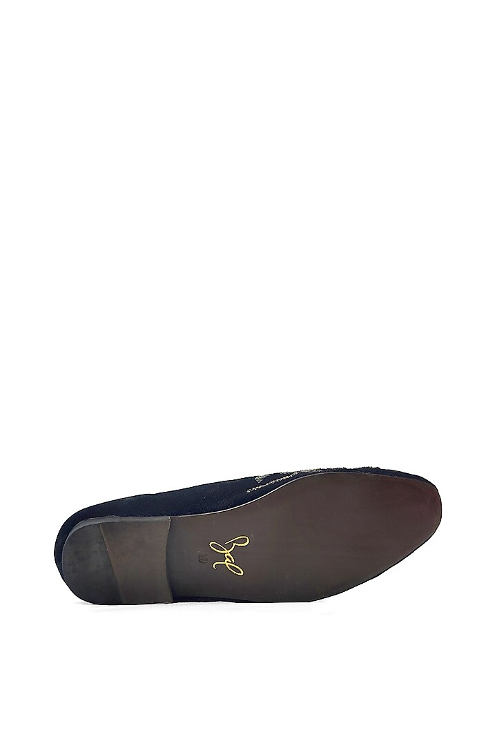 Black Velvet Floral Sequins Embroidered Slip-On Shoes by Rohit Bal Men at Pernia's Pop Up Shop