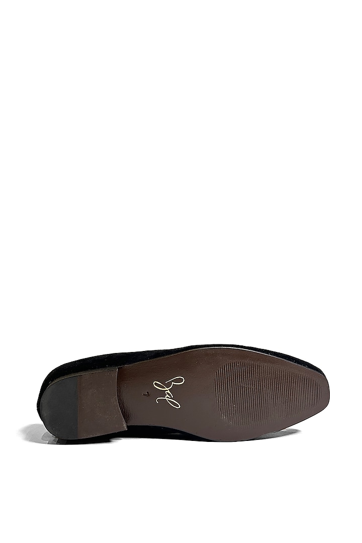Black Velvet Zari & Stone Embroidered Slip-On Shoes by Rohit Bal Men at Pernia's Pop Up Shop