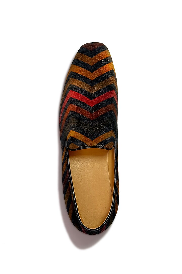 Black Velvet Printed Shoes by Rohit Bal Men at Pernia's Pop Up Shop