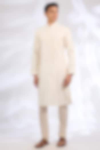 Ivory Chanderi Silk Kurta Set by Rohit Bal Men