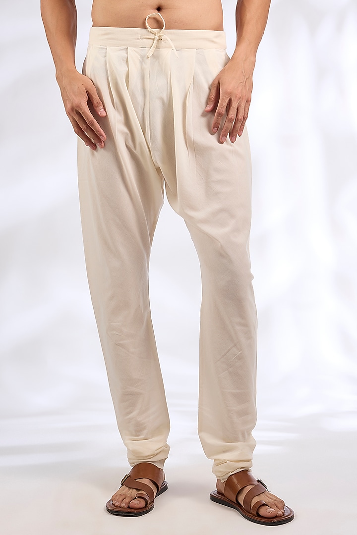 Ivory Chanderi Silk Kurta Set by Rohit Bal Men at Pernia's Pop Up Shop