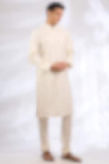 Ivory Chanderi Silk Kurta Set by Rohit Bal Men