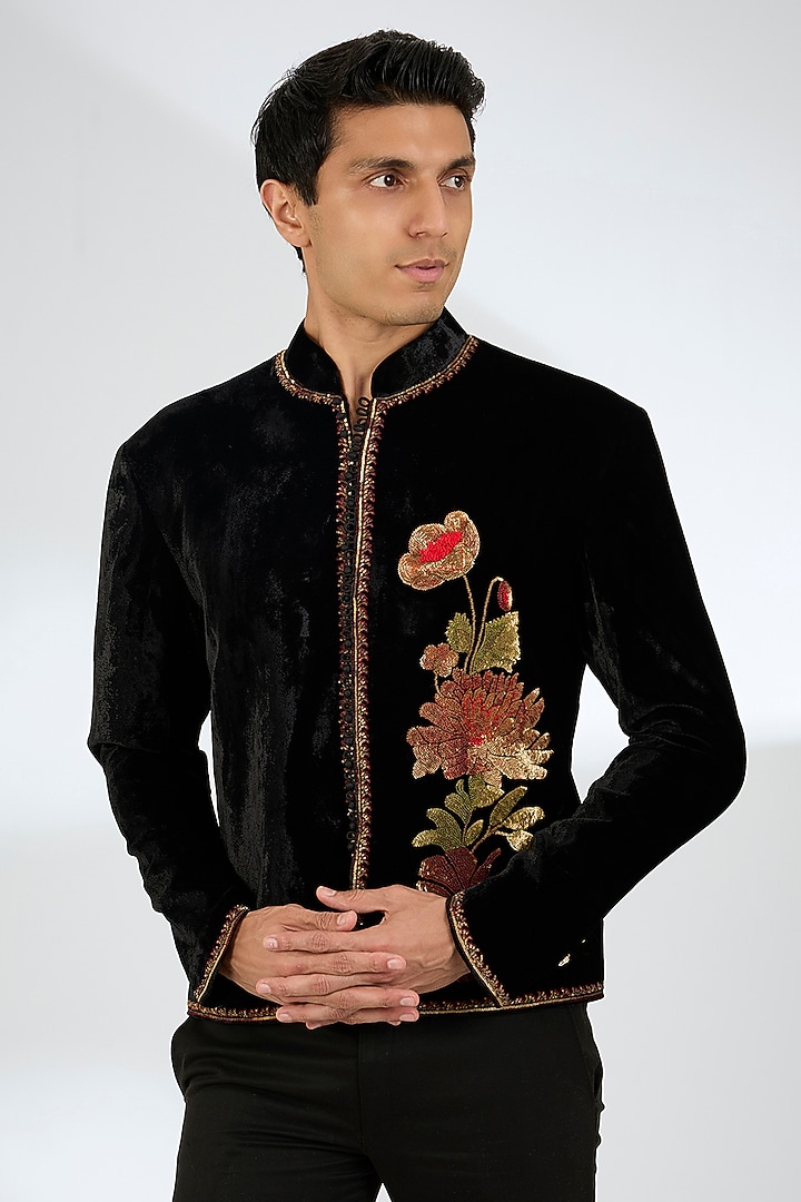 Black Velvet Jacket by Rohit Bal Men at Pernia's Pop Up Shop