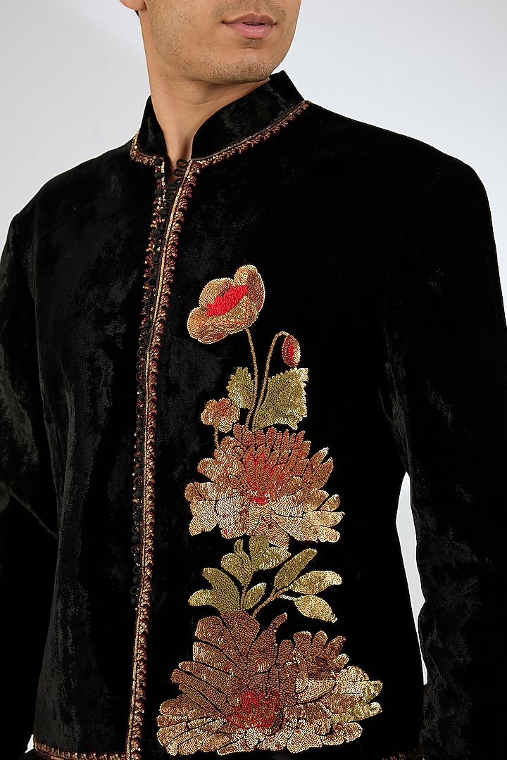 Black Velvet Jacket by Rohit Bal Men at Pernia's Pop Up Shop