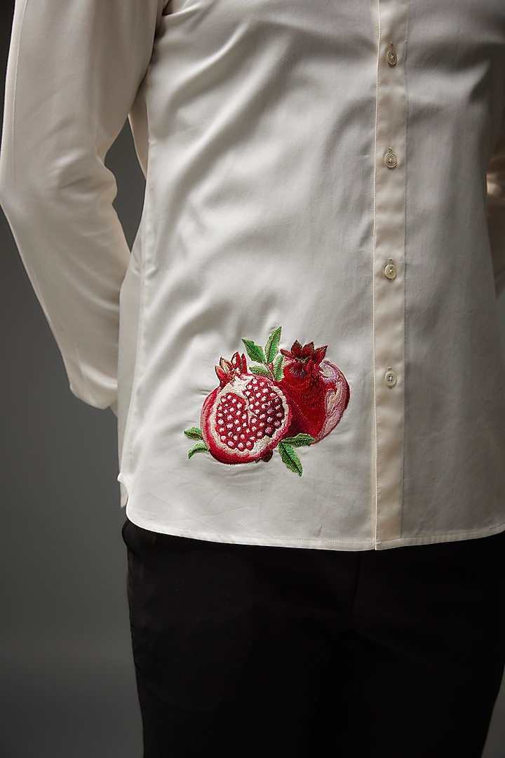 Ivory Poplin Thread Embroidered Party Wear Shirt by Rohit Bal Men at  Pernia's Pop Up Shop