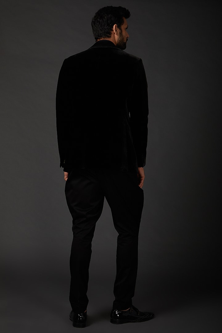 Black Silk Velvet Jacket by Rohit Bal Men at Pernia's Pop Up Shop