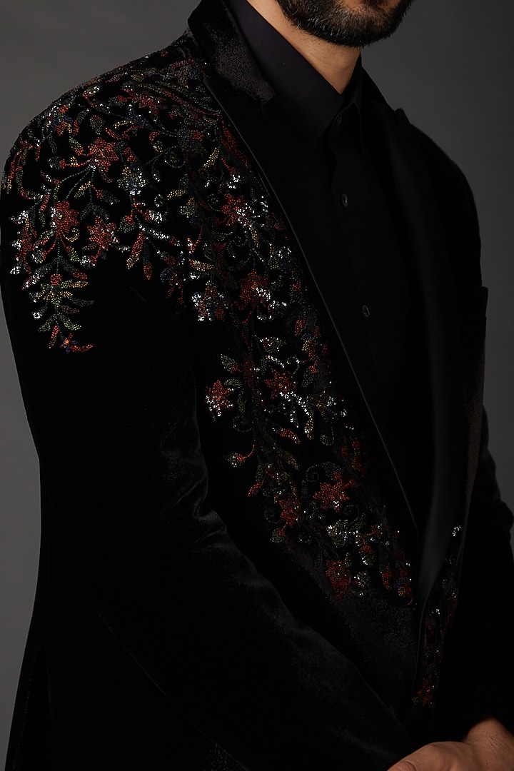 Black Velvet Jacket by Rohit Bal Men at Pernia's Pop Up Shop