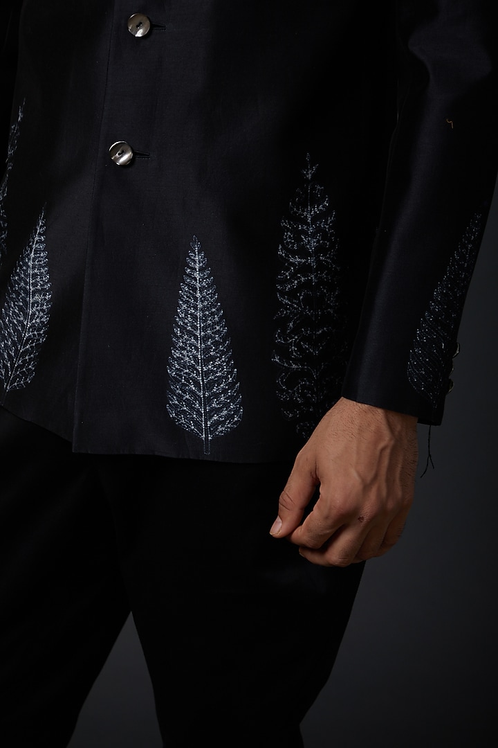Indigo Chanderi Shibori Wedding Bandhgala by Rohit Bal Men at Pernia's Pop Up Shop