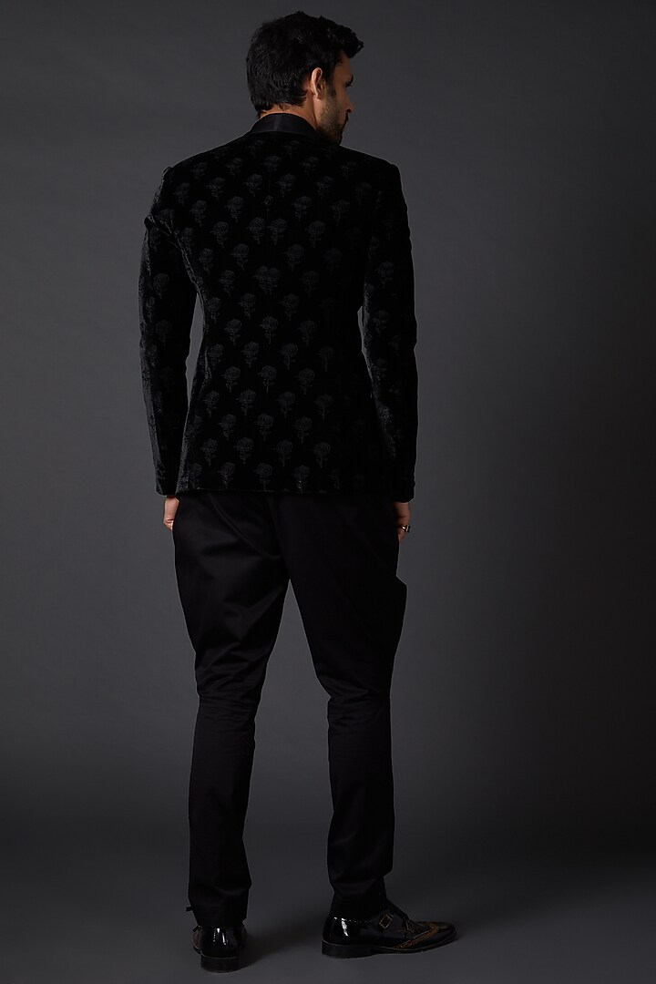 Black Silk Velvet Jacket by Rohit Bal Men at Pernia's Pop Up Shop