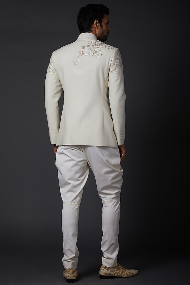 Ivory Matka Silk Groom Bandhgala by Rohit Bal Men at Pernia's Pop Up Shop