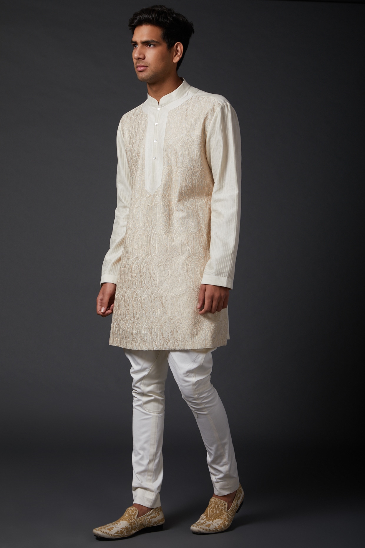 Buy Beige Spun Silk Textured Kurta And Pant Set For Men by Kunal Anil Tanna  Online at Aza Fashions.