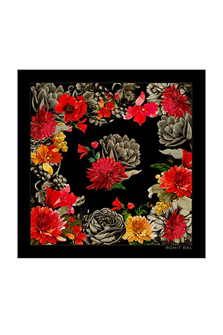 Black Silk Necktie With Pocket Square (Set of 2) by Rohit Bal Men at Pernia's Pop Up Shop