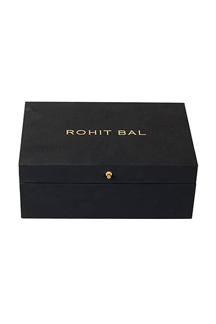 Black Silk Necktie With Pocket Square (Set of 2) by Rohit Bal Men at Pernia's Pop Up Shop