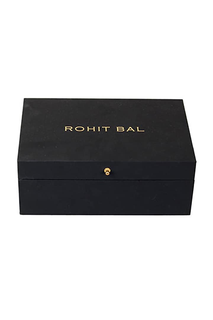 Black Silk Floral Printed Pocket Square With Necktie (Set of 2) by Rohit Bal Men at Pernia's Pop Up Shop