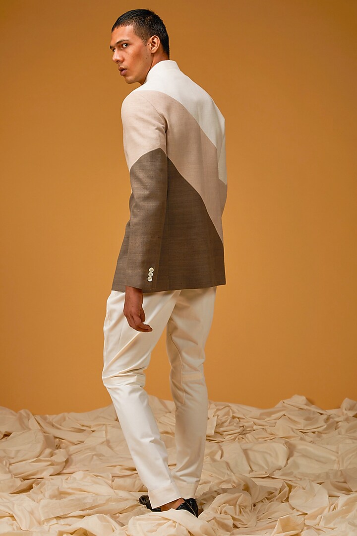 Multi-Colored Matka Silk Wedding Bandhgala Jacket by Rohit Bal Men at Pernia's Pop Up Shop