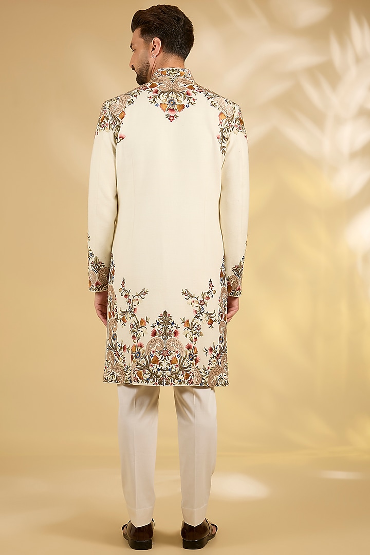 Ivory Silk Groom Sherwani by Rohit Bal Men at Pernia's Pop Up Shop