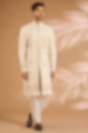 Ivory Silk Groom Sherwani by Rohit Bal Men at Pernia's Pop Up Shop