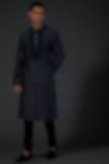 Black Digital Printed Kurta Set by Rohit Bal Men at Pernia's Pop Up Shop