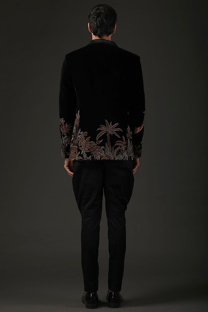 Black Silk Velvet Embroidered Tuxedo by Rohit Bal Men at Pernia's Pop Up Shop