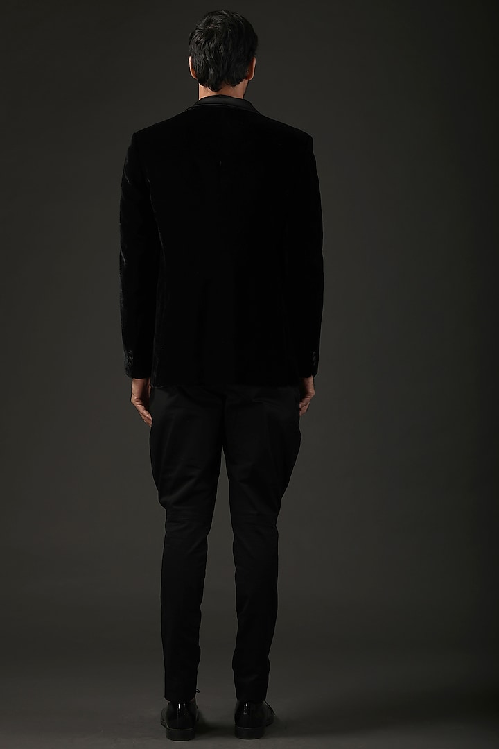 Black Silk Velvet Resham Embroidered Tuxedo by Rohit Bal Men at Pernia's Pop Up Shop
