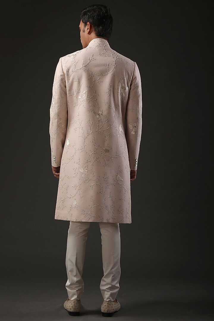 Pink Matka Silk Resham Embroidered Groom Sherwani by Rohit Bal Men at Pernia's Pop Up Shop
