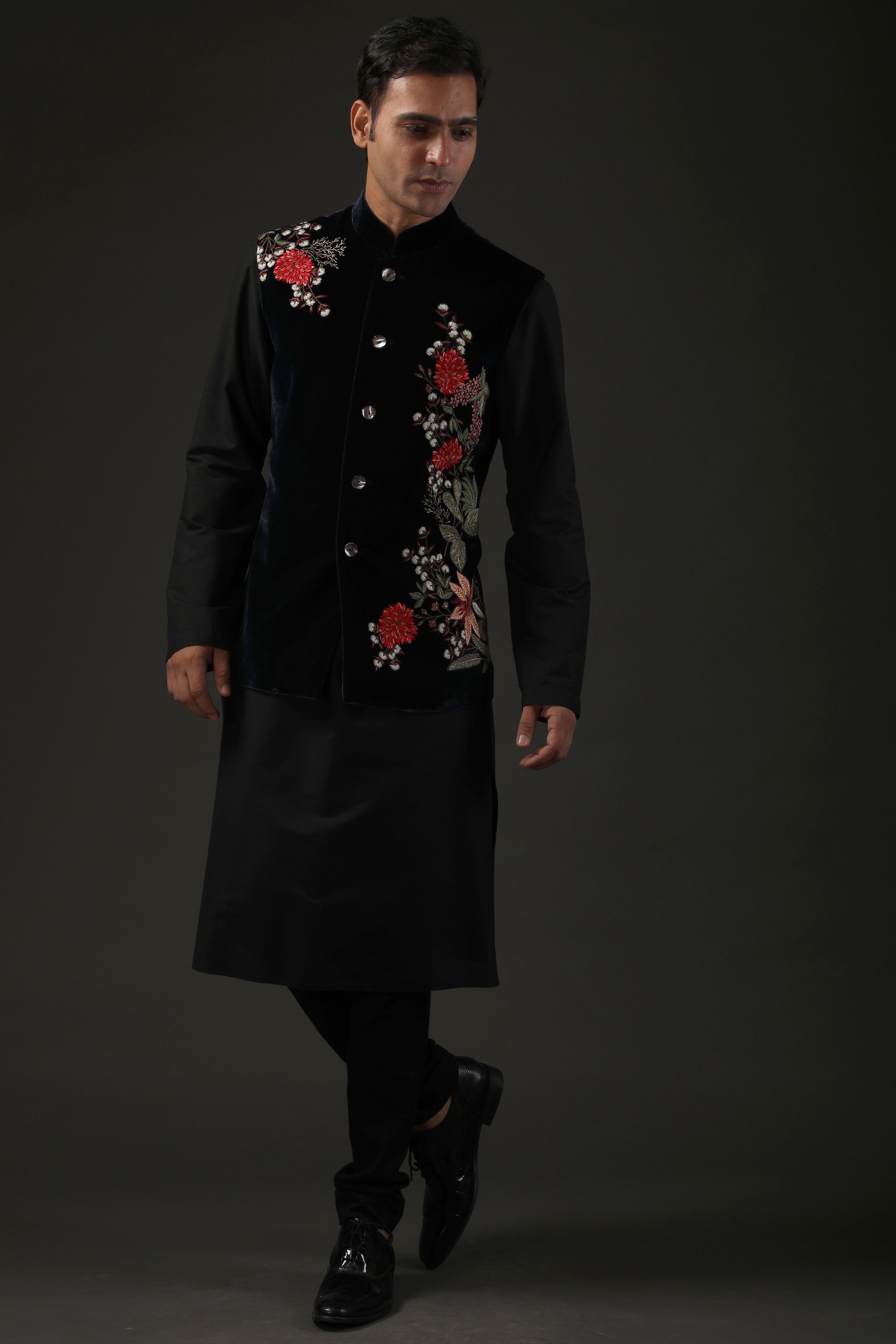 Buy Blue Dupion Silk Paisley Pattern Nehru Jacket And Kurta Set For Men by  Aryavir Malhotra Online at Aza Fashions.