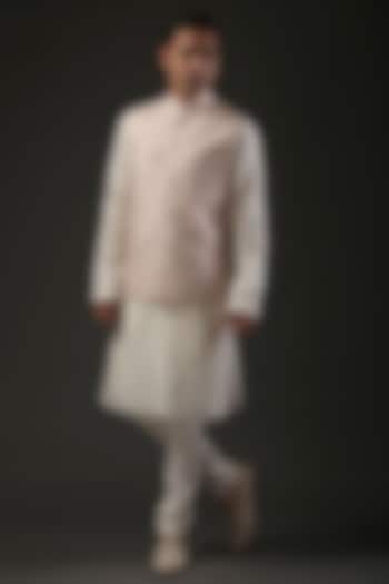 Powder Pink Embroidered Nehru Jacket by Rohit Bal Men