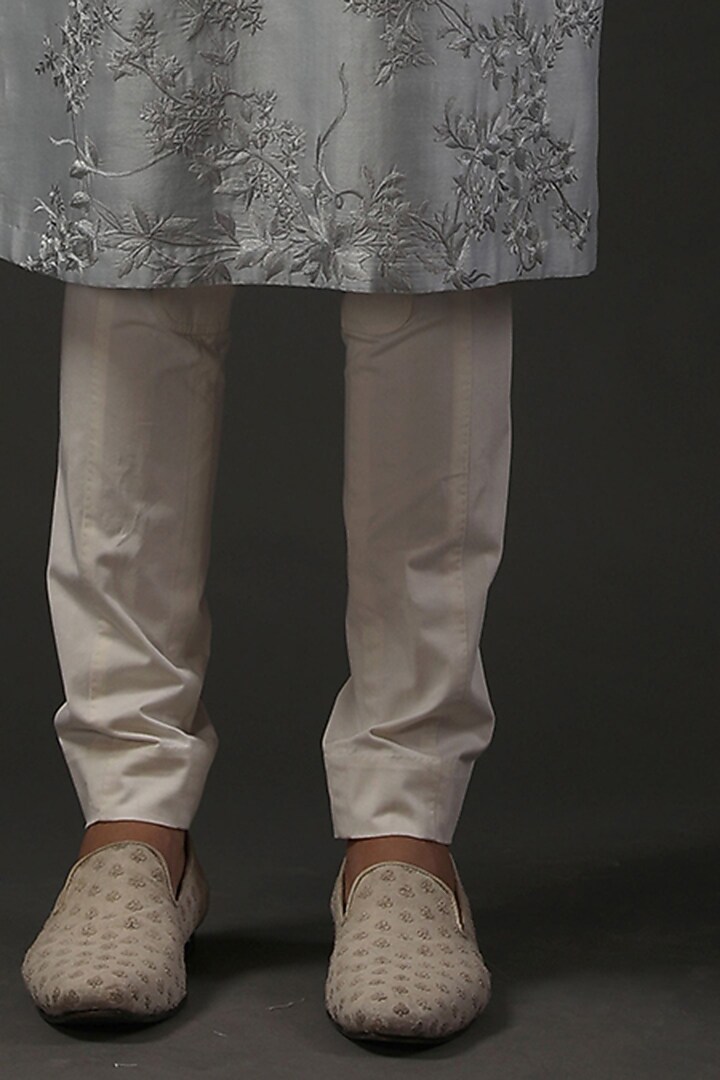 Powder Blue Chanderi Silk Resham Embroidered Kurta Set by Rohit Bal Men at Pernia's Pop Up Shop