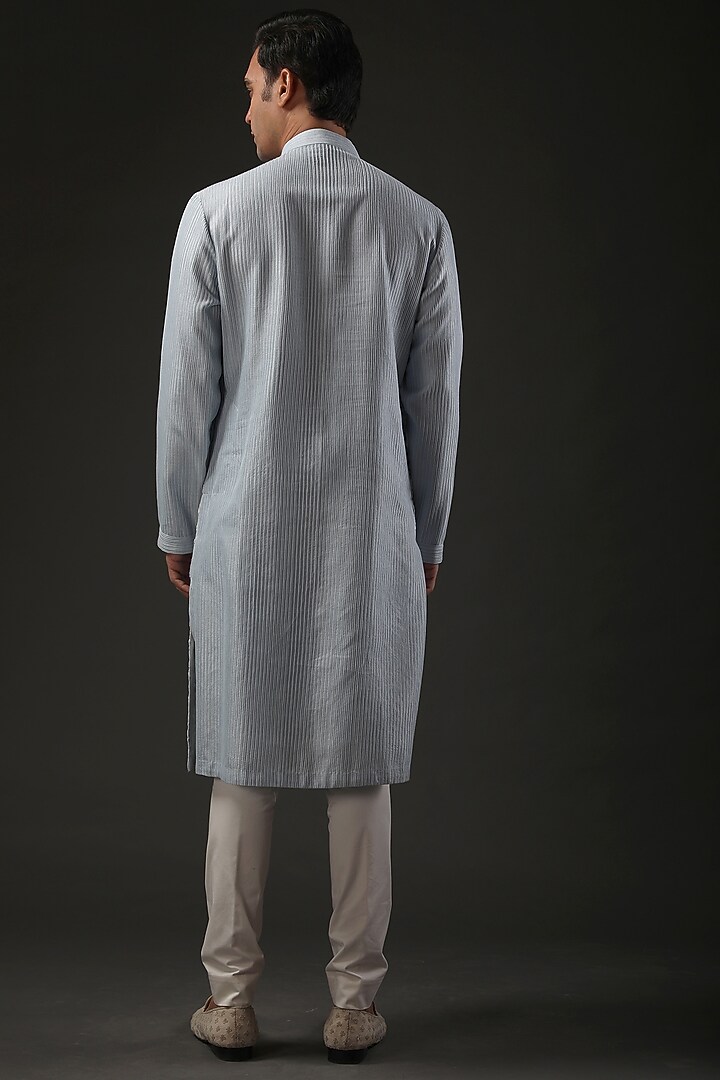 Powder Blue Chanderi Silk Resham Embroidered Kurta Set by Rohit Bal Men at Pernia's Pop Up Shop