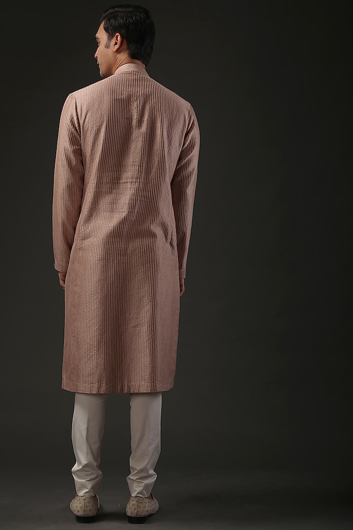 Pewter Chanderi Silk Resham Embroidered Kurta Set by Rohit Bal Men at Pernia's Pop Up Shop