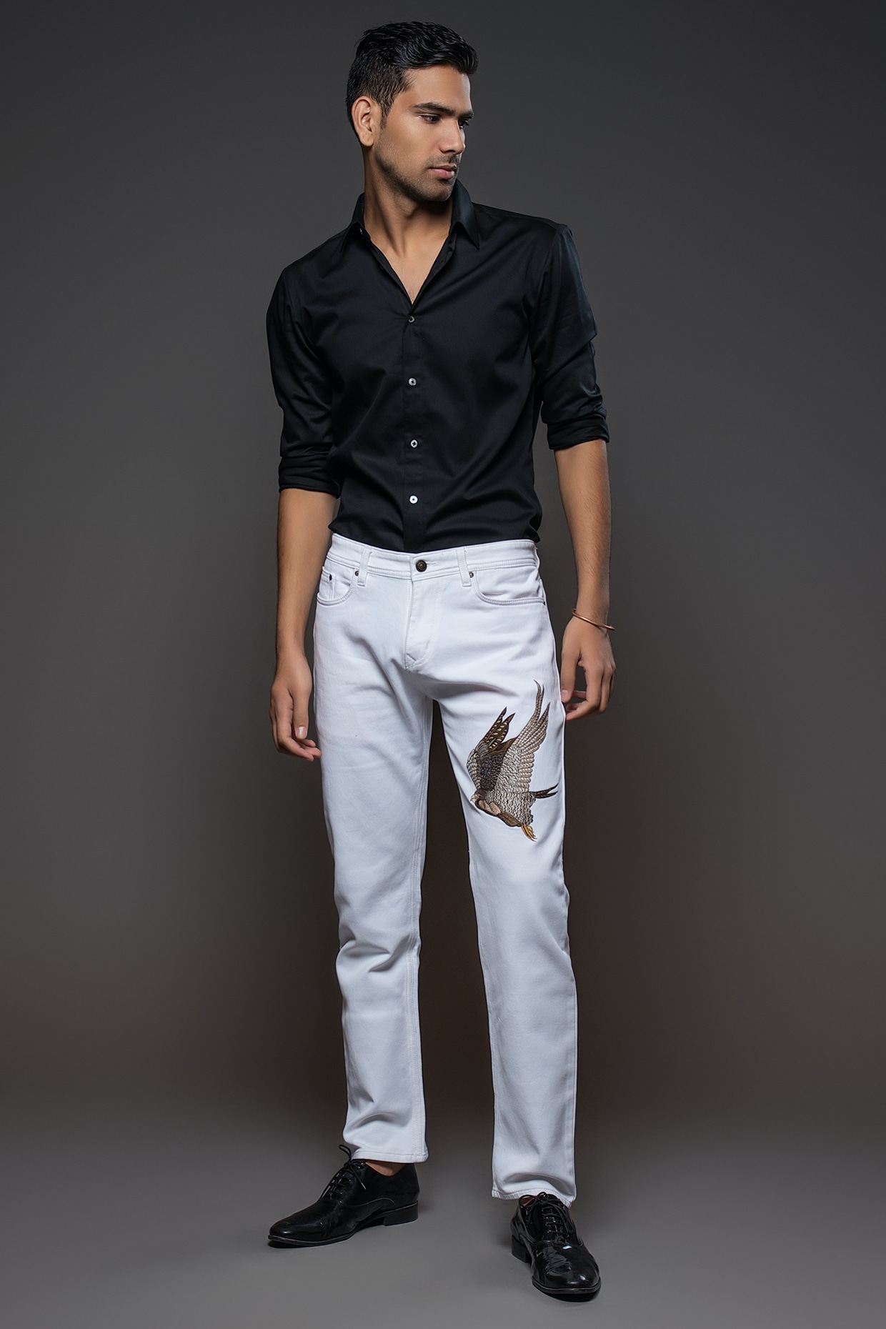 OFF-WHITE Arrow Denim Shirt 'Black/White' - OMYD027C99DEN0021001 | Solesense