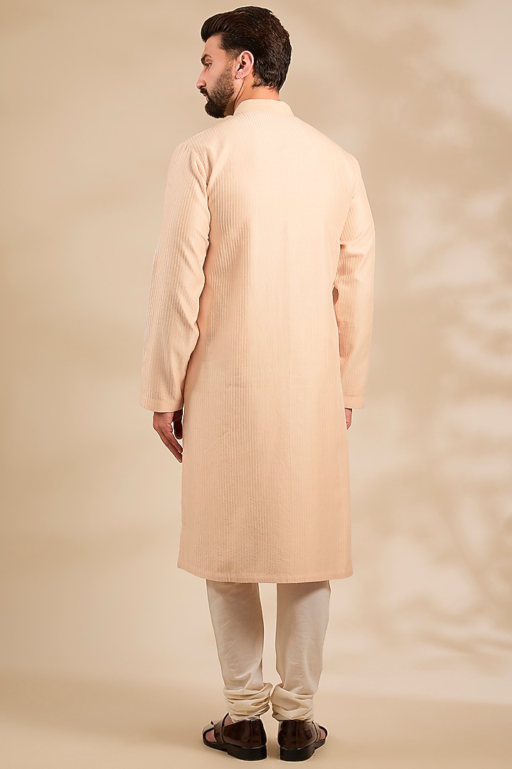 Peach Chanderi Kurta Set by Rohit Bal Men at Pernia's Pop Up Shop