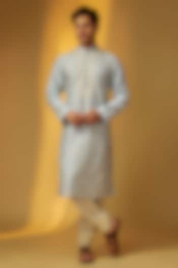 Sky Blue Chanderi Kurta Set by Rohit Bal Men at Pernia's Pop Up Shop