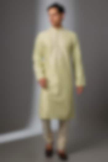 Mint Green Chanderi Silk Kurta Set by Rohit Bal Men at Pernia's Pop Up Shop