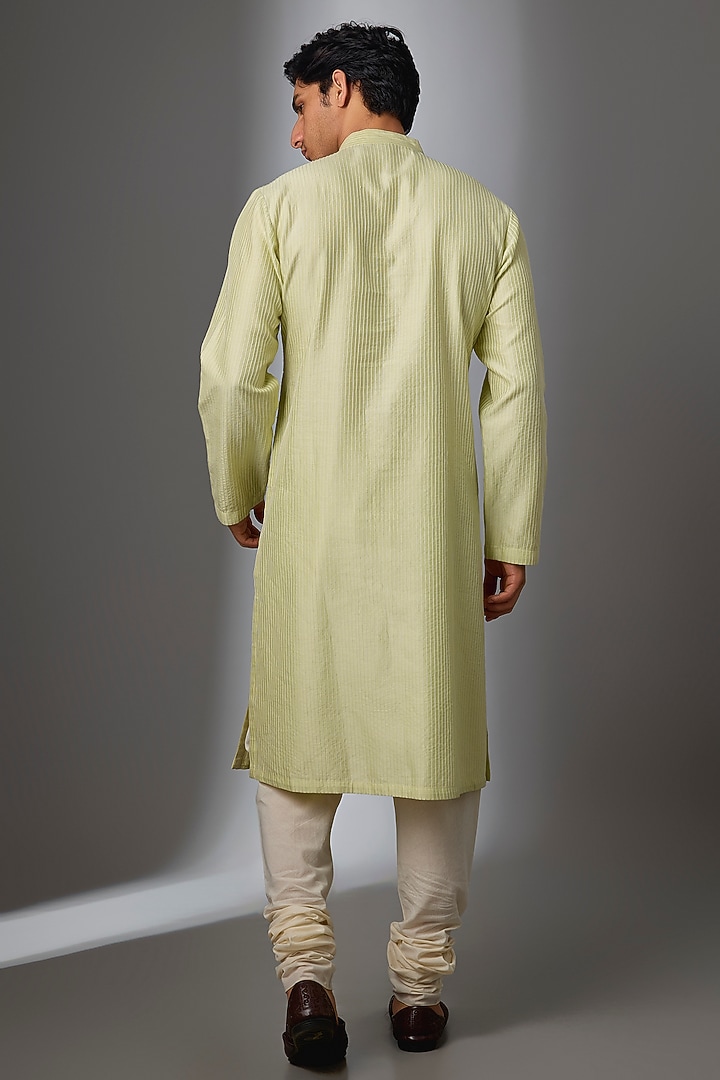 Mint Green Chanderi Silk Kurta Set by Rohit Bal Men at Pernia's Pop Up Shop