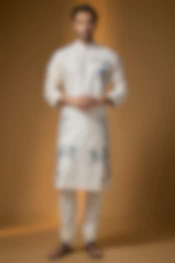 Ivory Chanderi Kurta Set by Rohit Bal Men at Pernia's Pop Up Shop