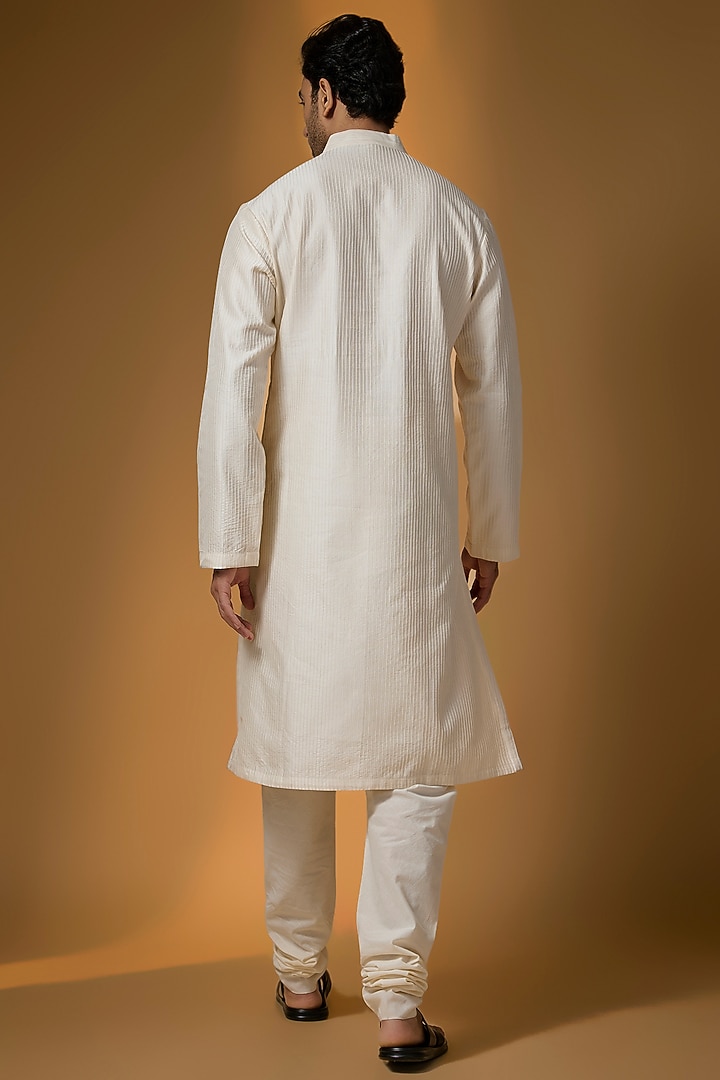 Ivory Chanderi Kurta Set by Rohit Bal Men at Pernia's Pop Up Shop