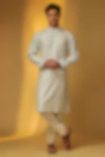 Blue Chanderi Kurta Set by Rohit Bal Men at Pernia's Pop Up Shop