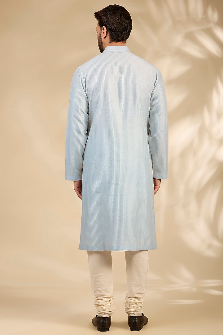 Sky Blue Chanderi Kurta Set by Rohit Bal Men at Pernia's Pop Up Shop