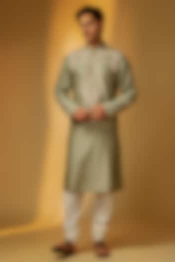 Sagre Green Chanderi Kurta Set by Rohit Bal Men at Pernia's Pop Up Shop