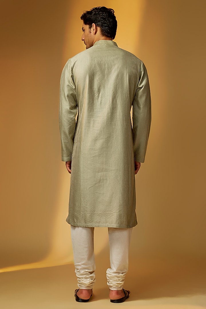 Sagre Green Chanderi Kurta Set by Rohit Bal Men at Pernia's Pop Up Shop