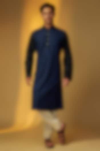 Black Chanderi Kurta Set by Rohit Bal Men at Pernia's Pop Up Shop