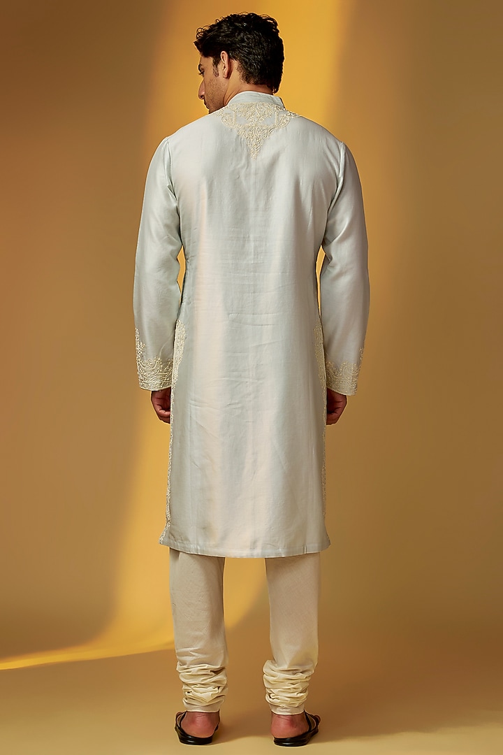 Sagre Green Chanderi Kurta Set by Rohit Bal Men at Pernia's Pop Up Shop