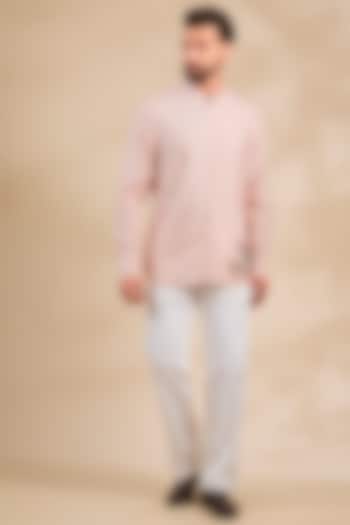 Pink Linen Party Wear Shirt by Rohit Bal Men at Pernia's Pop Up Shop