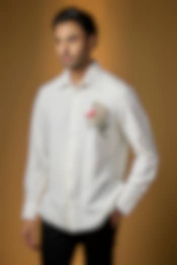 White Poplin Party Wear Shirt by Rohit Bal Men at Pernia's Pop Up Shop