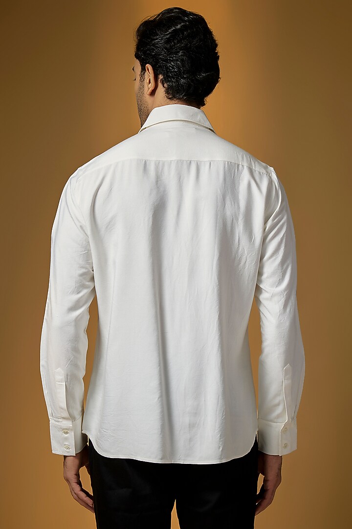 White Poplin Party Wear Shirt by Rohit Bal Men at Pernia's Pop Up Shop