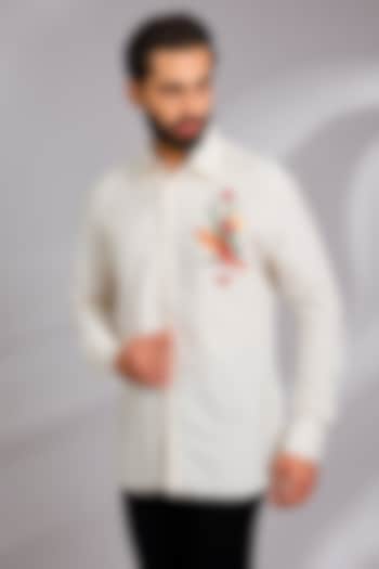 Ivory Poplin Party Wear Shirt by Rohit Bal Men at Pernia's Pop Up Shop